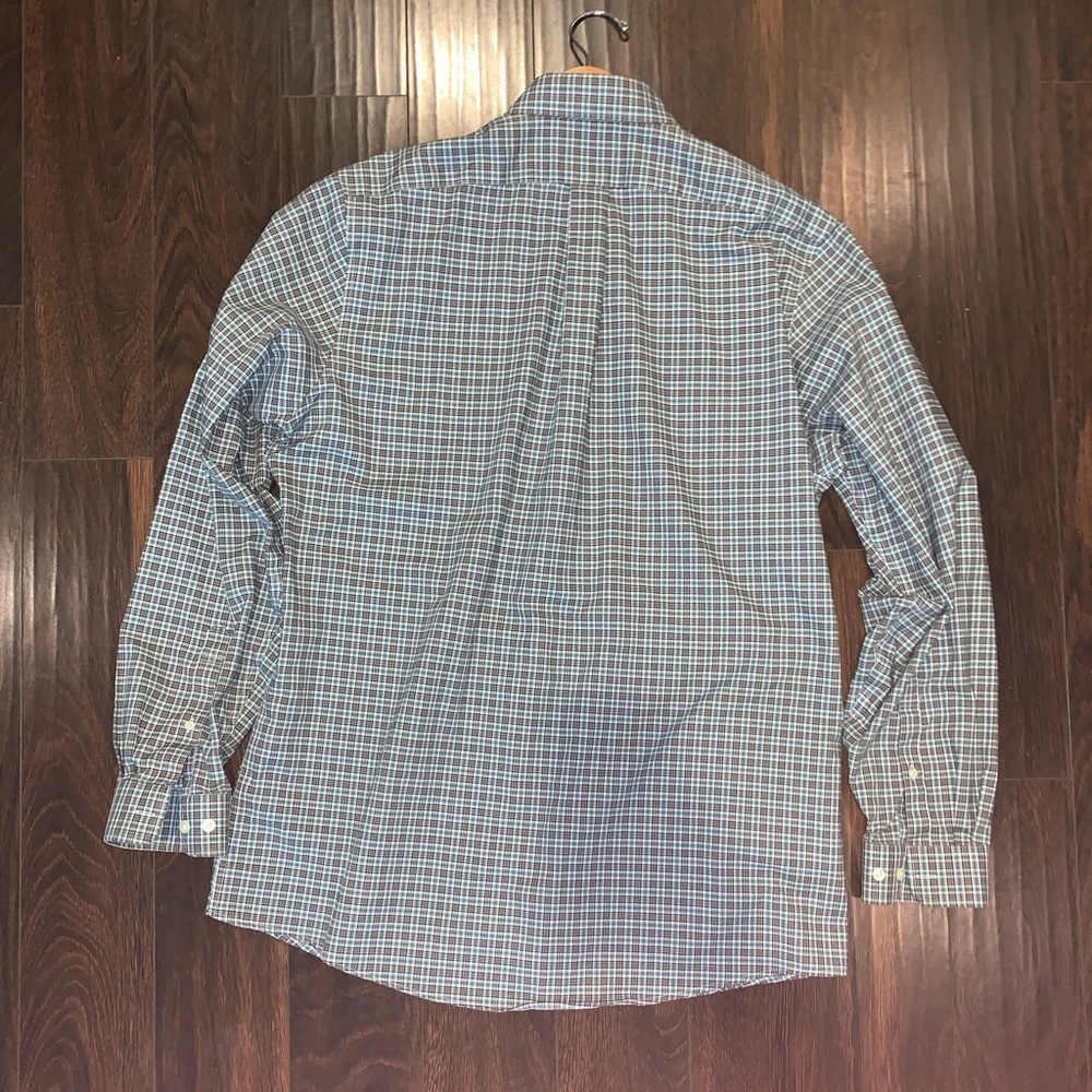 Eddie Bauer plaid maroon/grey wrinklefree buttondown Tall L. - Picture 6 of 10